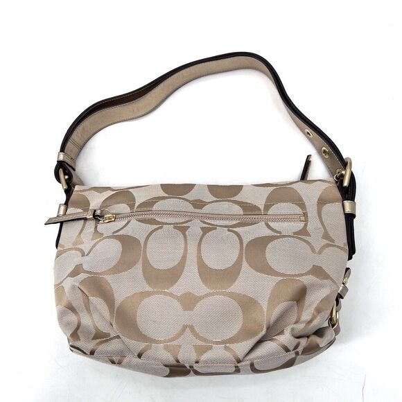 COACH Tan / Gold Signature C Hobo Bag Handbag Purse & Matching Wristlet - Picture 7 of 15